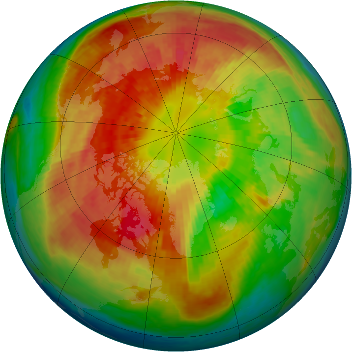 Arctic ozone map for 15 March 2004